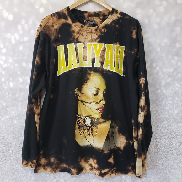 Other - AALIYAH 90's Hip Hop Artist Brown Tie Dye Long Sleeve Shirt Size X-Large Adult